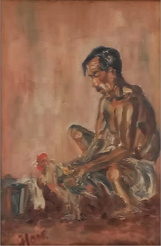 Schilderij van Jeihan, Lelaki Dan Jago, ca. 1953