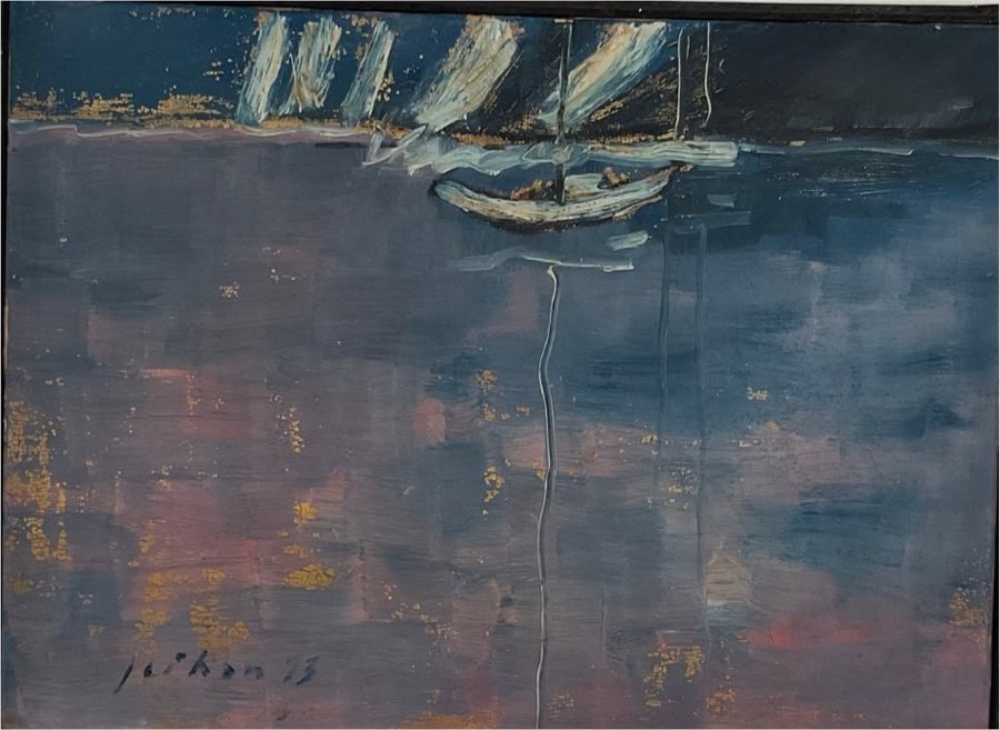 Schilderij van Jeihan, Sajak Satu Perahu, 1973