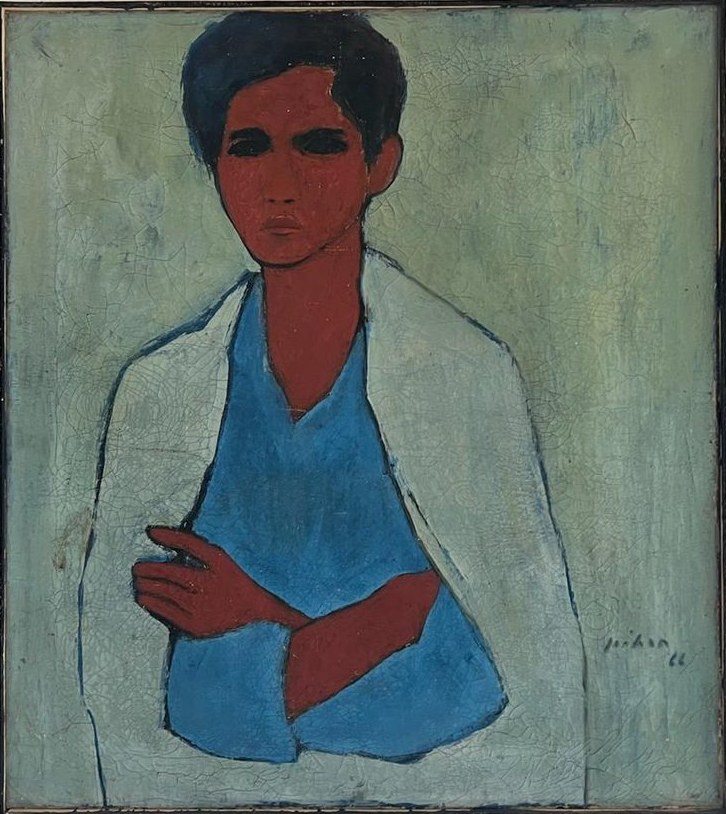 Schilderij van Jeihan, portret, 1966