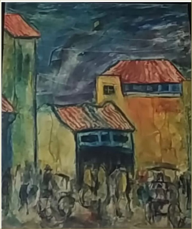Schilderij van Jeihan, Sudut Kota Bandung, 1963